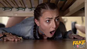 Two hot girls got stuck under the bed