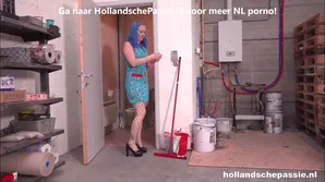 A cute girl is fucking in her ass with a