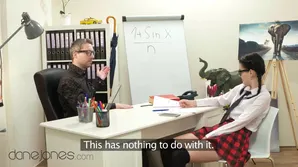 A cute schoolgirl is being punished and