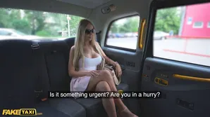 A very nice girl is fucking with a taxi