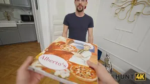 A girl in a compromising position was