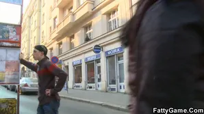 A young guy pick up fat brunette and