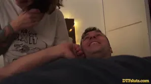 Brunette with a sharp tongue check out