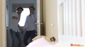 Two mature guys fucked cute teen