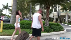 The petite girl with small boobs is