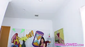 Skinny teen Natalie Brooks gets her wet