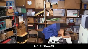 Teen shoplifter exposes her ass in an