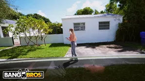 Red haired woman with large breasts