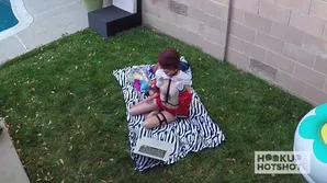 Small redhead gets rough anal sex on her