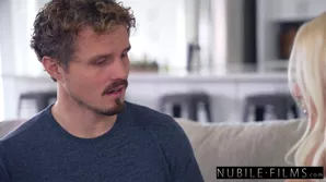 A blonde beauty seduces her lover and