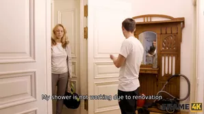 A hot woman seduces a young man and her