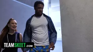 Pretty ginger girl enjoys hard cock and