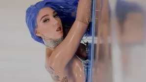 A hot guy in a gay sex show wears a gay