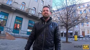 A fortunate man watches a blonde with