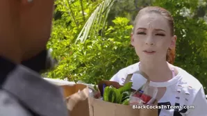 A red haired teenage girl receives anal