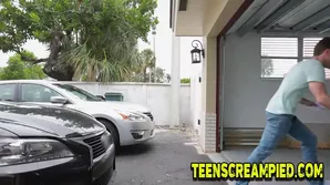 A cute girl playfully interacts with her