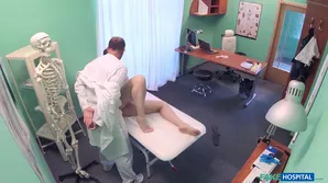 A boy played a doctor examining his