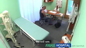 Father and son examine the naked mother