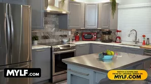 The girls are having a steamy kitchen