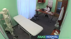 Girl in a doctor's uniform shows her