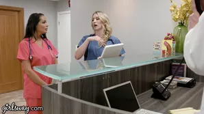 A nurse indulges in solo play with her