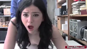 A chick in a police uniform gets banged