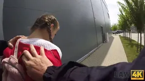 Two lazy guards fucked tight cunt of