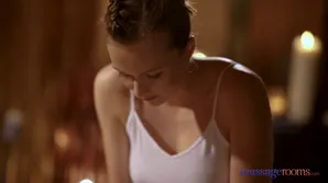 A young and pretty European girl gets a