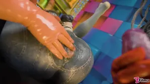 Femdom mistress in a latex suit