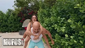 Beautiful big tits brunette has an