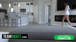 A playful girl explores new sensations