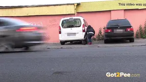 Accident with a young slender brunette