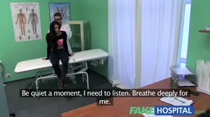 A nurse and doctor have fun in a fake