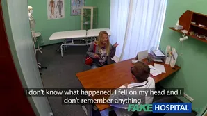 A symptomatic blonde gets examined by a