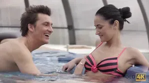 Older dude and his mate fucked brunette