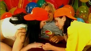 Hot blondie in a great threesome sex