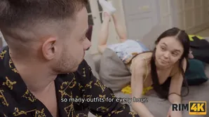 Two cute babes in a hot threesome with